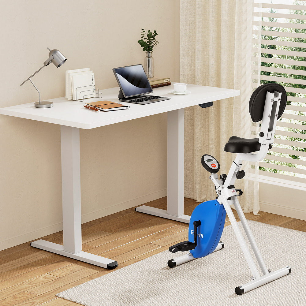 Artiss Under Desk Folding X-Bike with 140cm Automatic Standing Desk Magnetic Resistance White-6