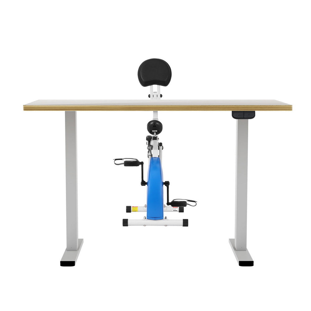 Artiss Under Desk Folding X-Bike with 140cm Automatic Standing Desk Magnetic Resistance Oak-2