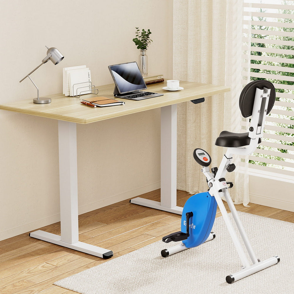 Artiss Under Desk Folding X-Bike with 140cm Automatic Standing Desk Magnetic Resistance Oak-6