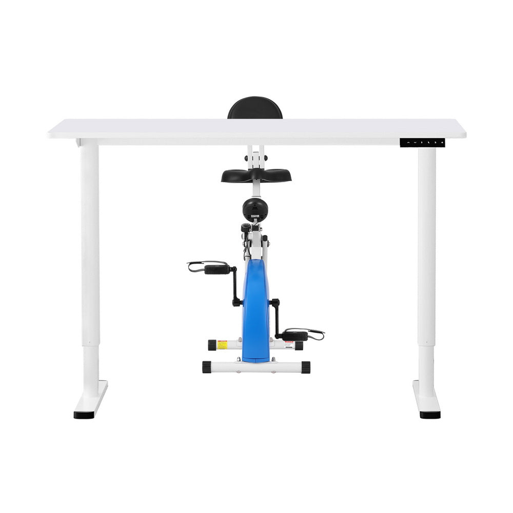 Artiss Under Desk Folding X-Bike with 120cm Automatic Standing Desk Magnetic Resistance White-2