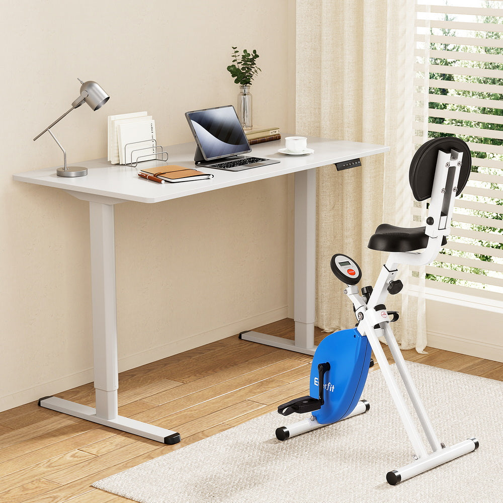 Artiss Under Desk Folding X-Bike with 120cm Automatic Standing Desk Magnetic Resistance White-6
