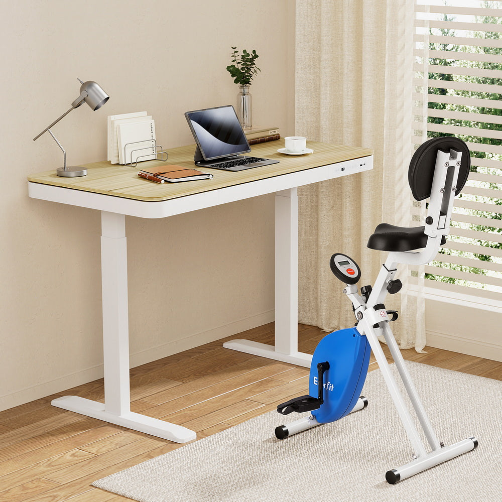Artiss Under Desk Folding X-Bike with 120cm Automatic Standing Desk Magnetic Resistance Oak-6