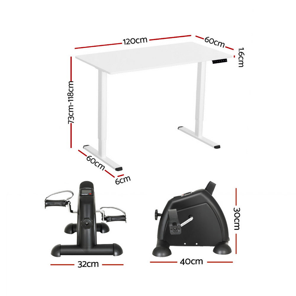 Artiss 120cm Electric Standing Desk with Mini Peal Exercise Bike Home Office-1