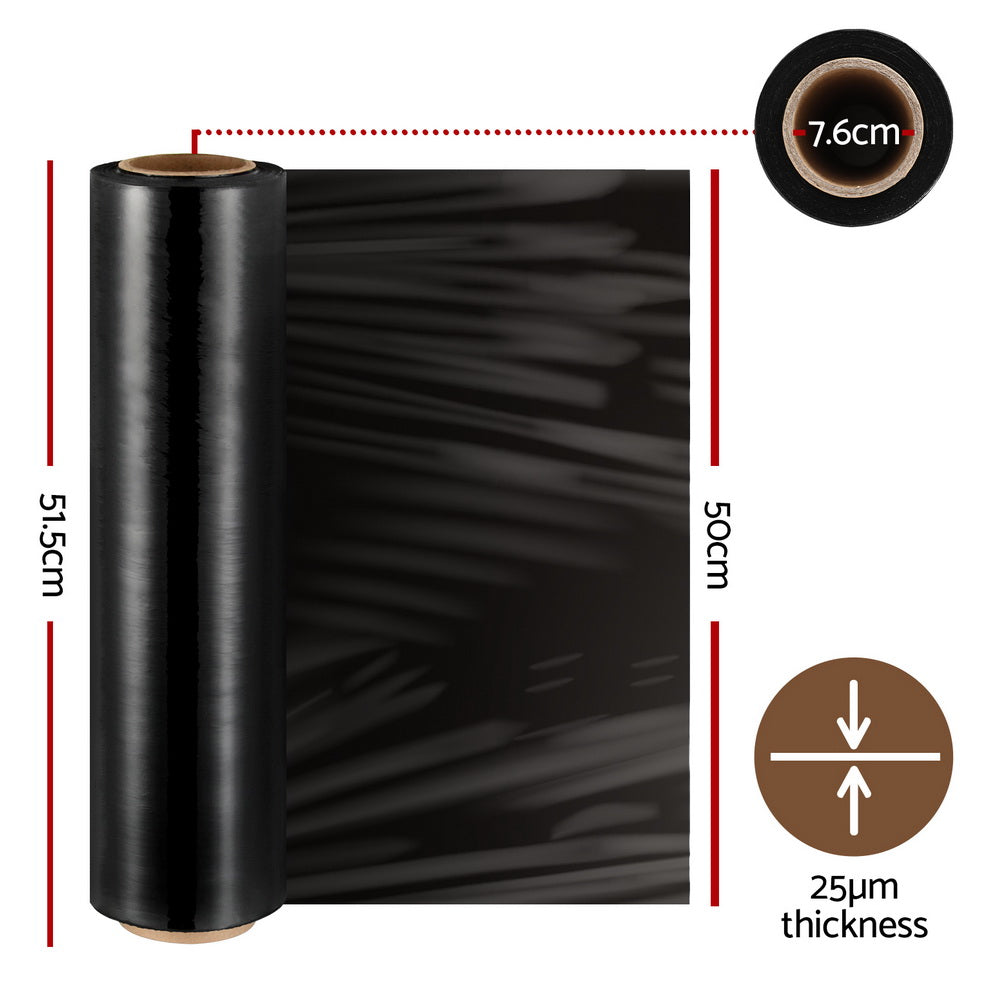500mm x 400m Stretch Film Pallet Shrink Wrap 5 Rolls Package Use Plastic Black-1