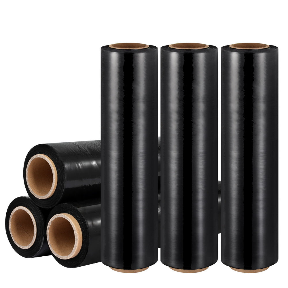 500mm x 400m Stretch Film Pallet Shrink Wrap 6 Rolls Package Use Plastic Black-0