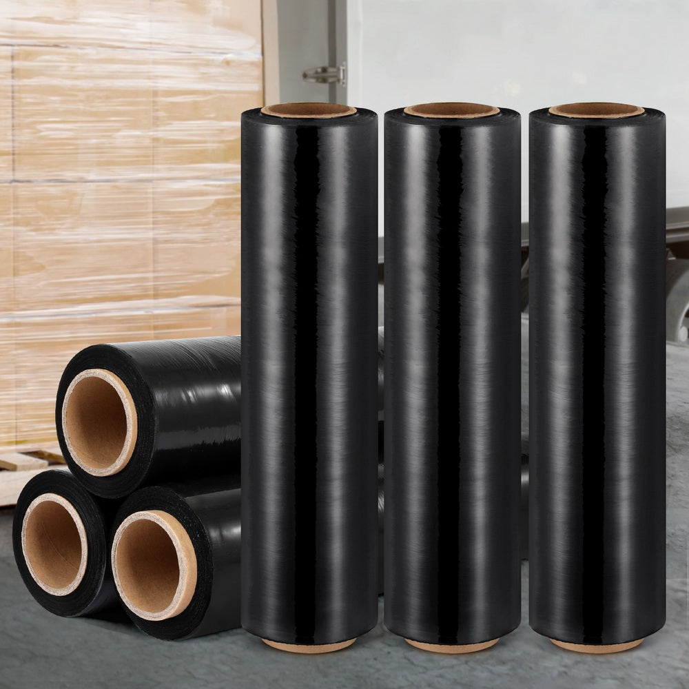 500mm x 400m Stretch Film Pallet Shrink Wrap 6 Rolls Package Use Plastic Black-6