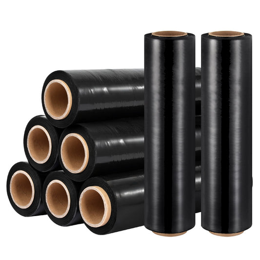 500mm x 400m Stretch Film Pallet Shrink Wrap 8 Rolls Package Use Plastic Black-0