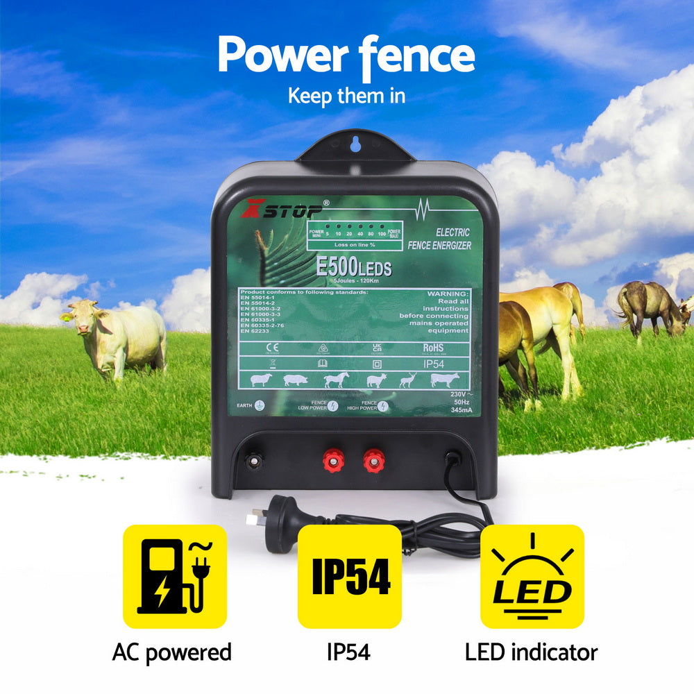 XSTOP Electric Fence Energiser 5J 220-240V 120km-3