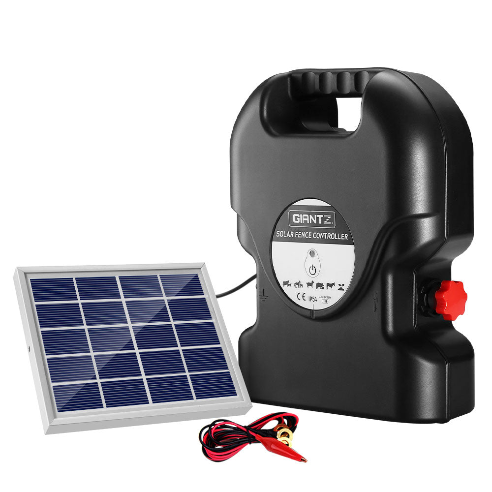 Giantz Fence Energiser 15KM Solar Powered 0.8J Electric-0