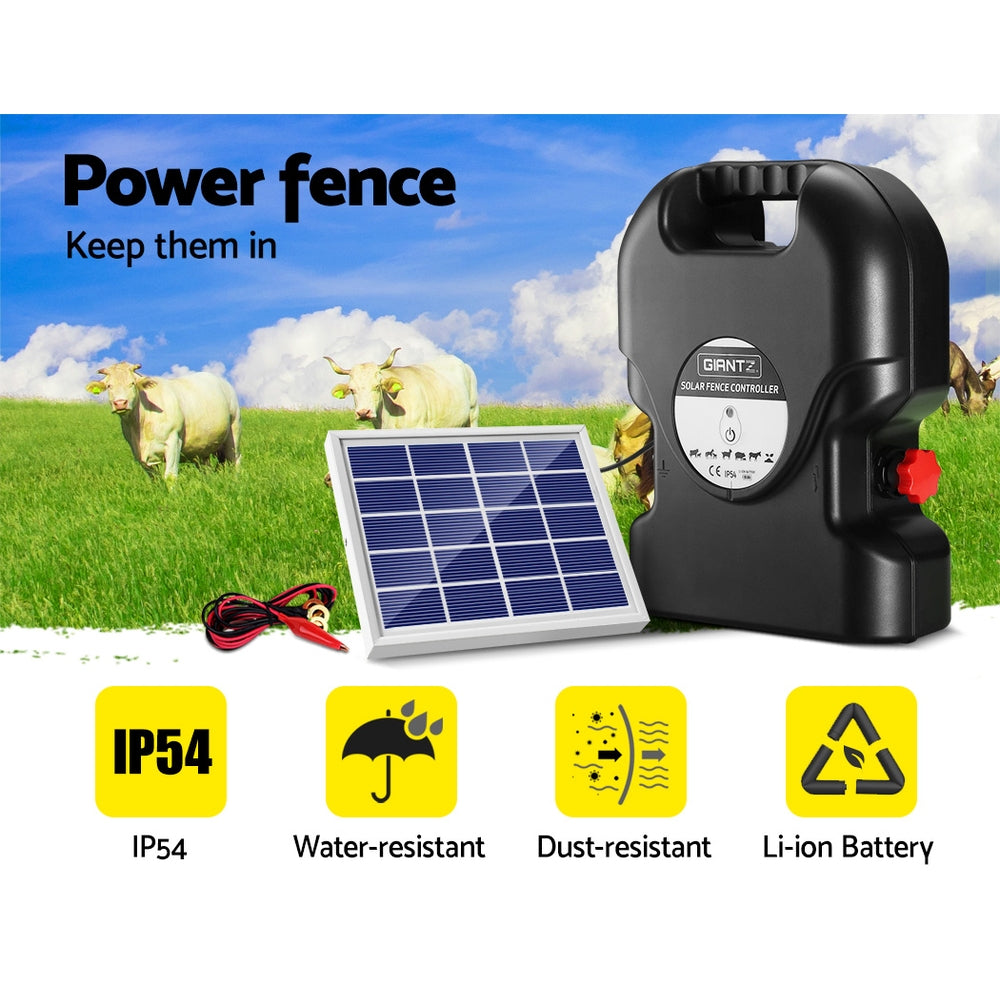 Giantz Fence Energiser 15KM Solar Powered 0.8J Electric-4