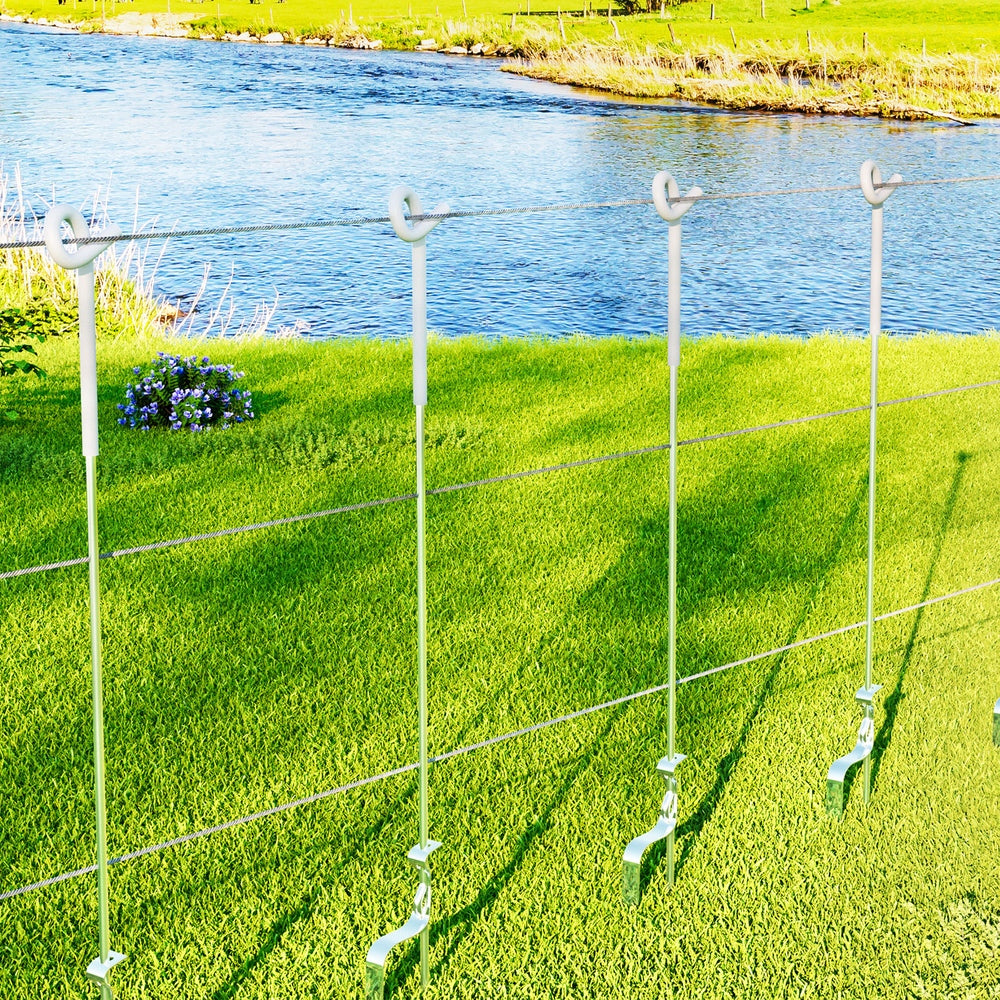 Giantz 20x Electric Fence Pigtail Posts Steel Tape Fencing-6