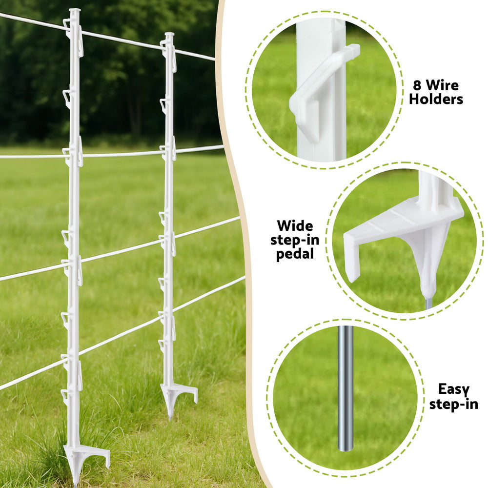 Giantz Electric Fence Posts 20pcs Electric Fence Poly White-5