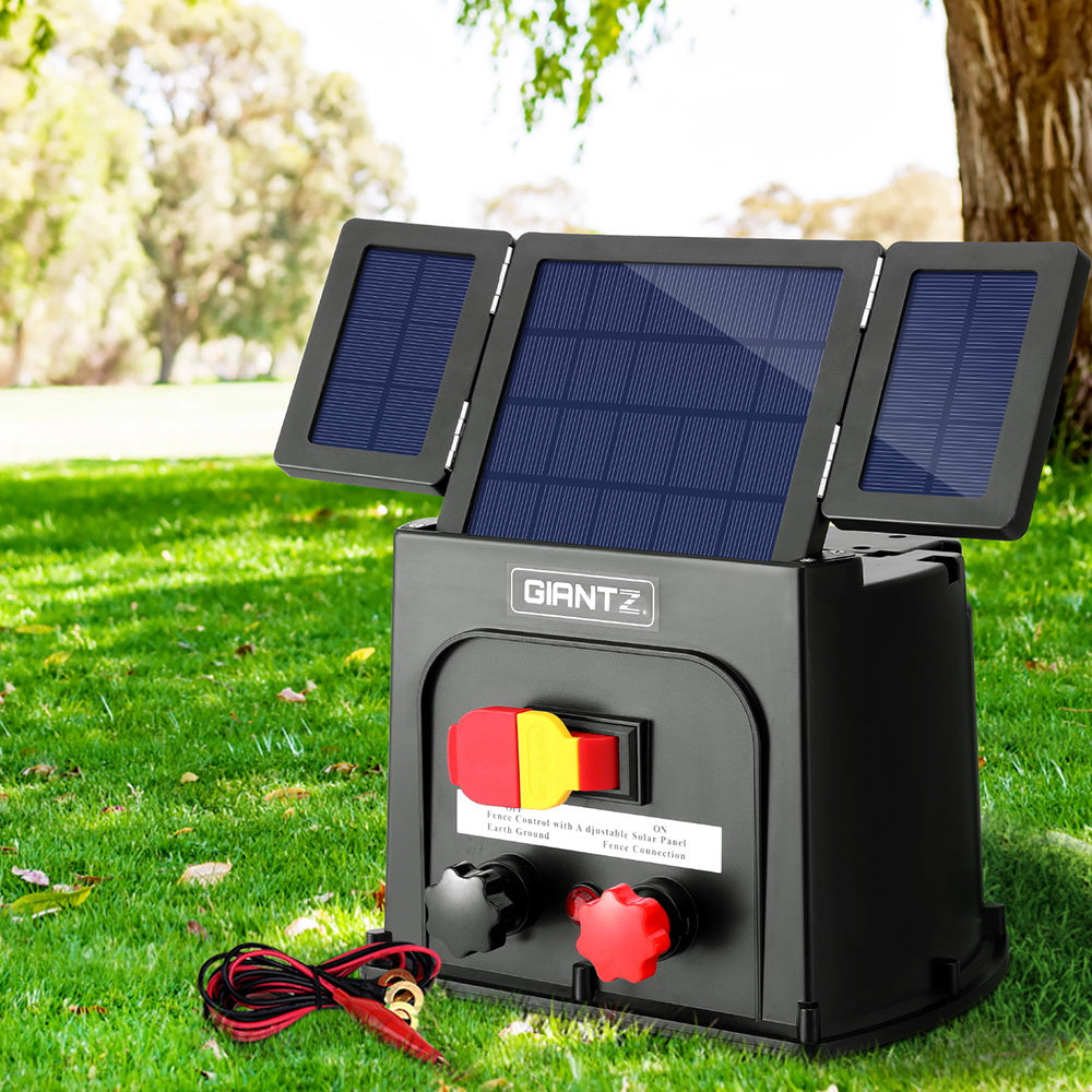 Giantz 3km Electric Fence Energiser PET Solar Energizer 0.1J-6