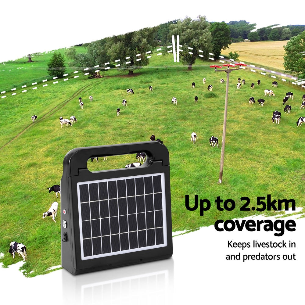 Giantz 2.5km Electric Fence Energiser Solar Farm 0.15J-4