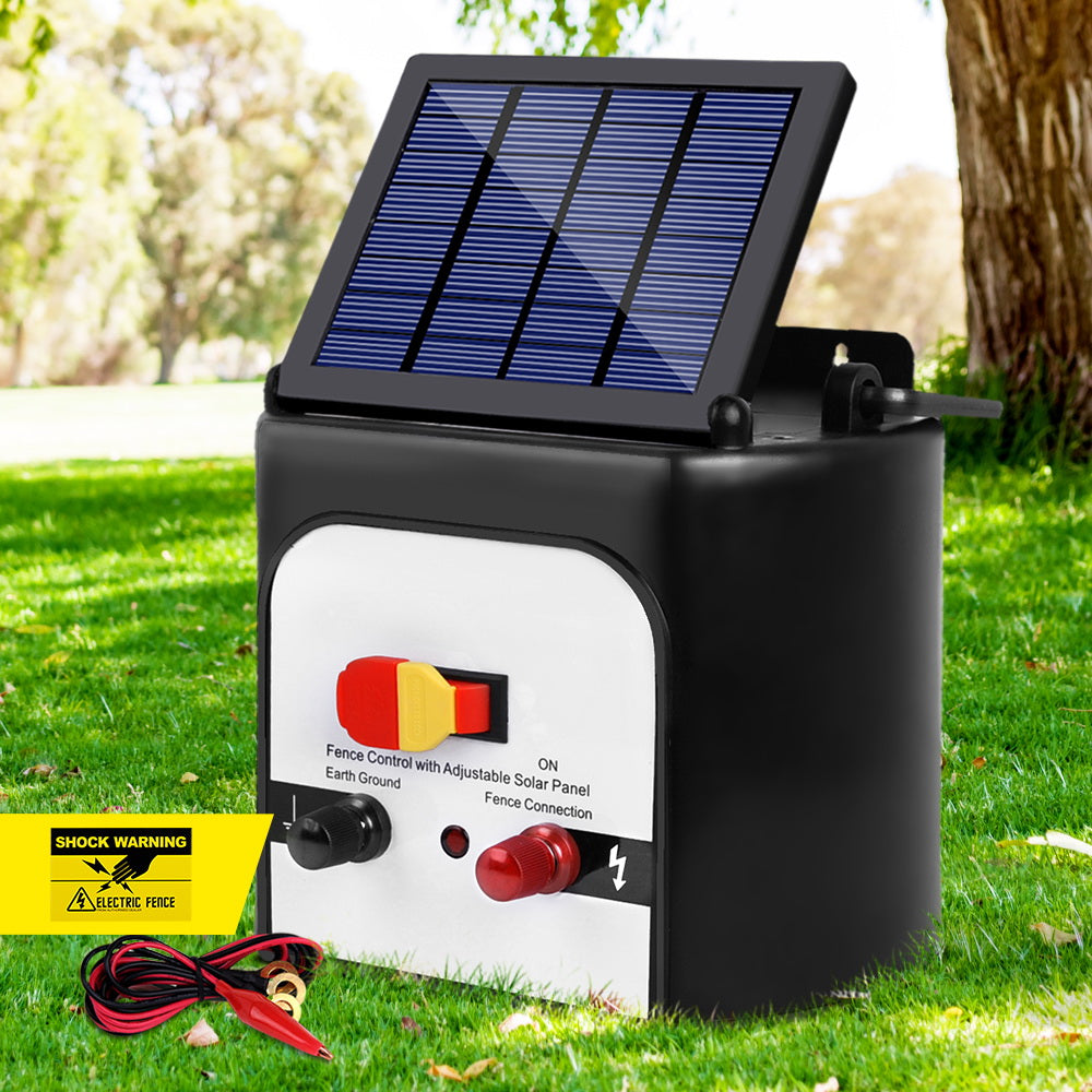 Giantz Fence Energiser 8KM Solar Powered 0.3J Electric Fencing Charger-0