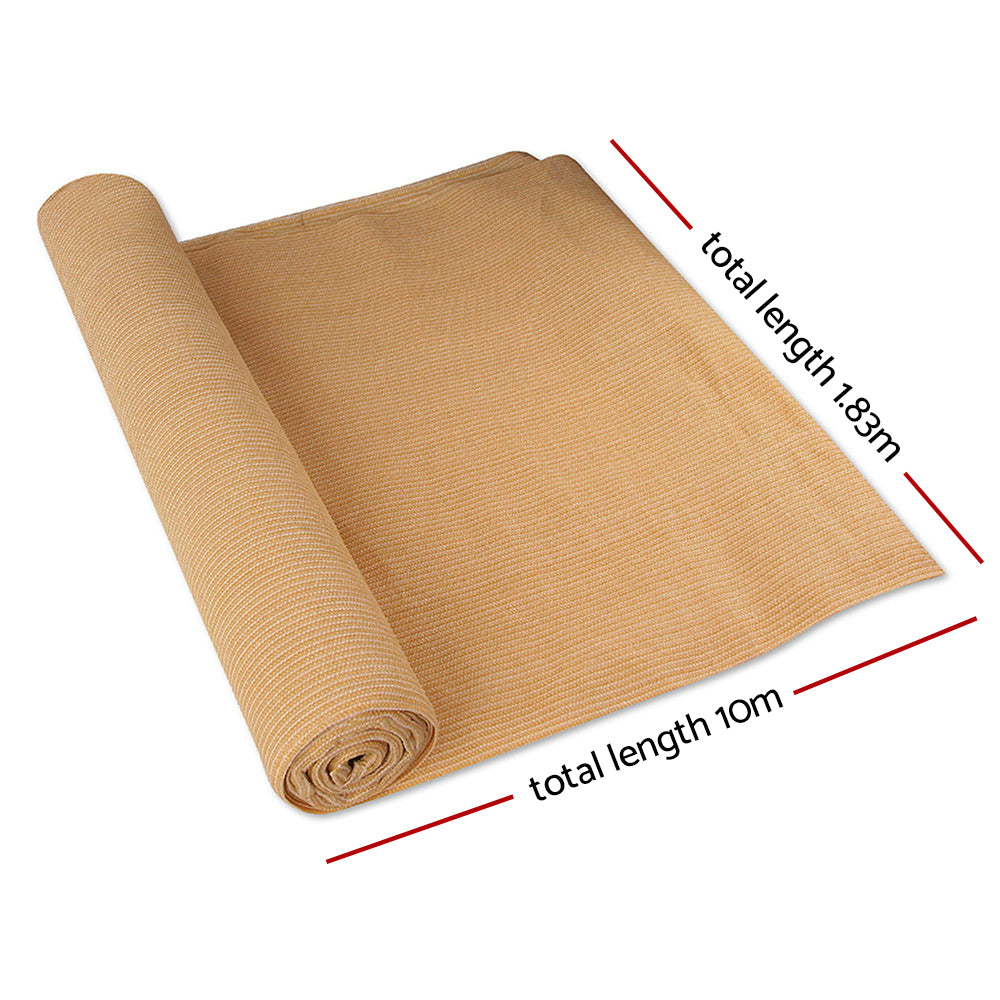 Instahut 50% Shade Cloth 1.83x10m Shadecloth Sail Hevy Duty Beige-1