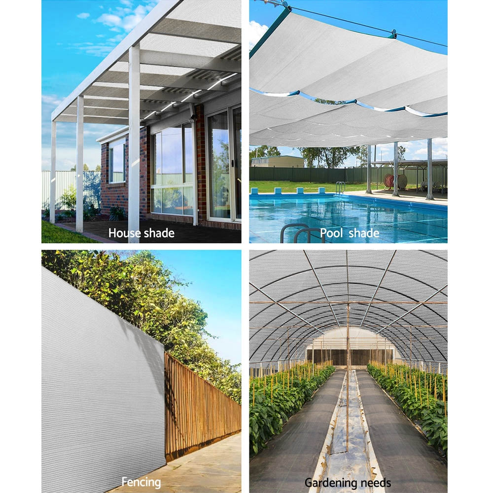 Instahut 50% Shade Cloth 1.83x10m Shadecloth Wide Heavy Duty White-3