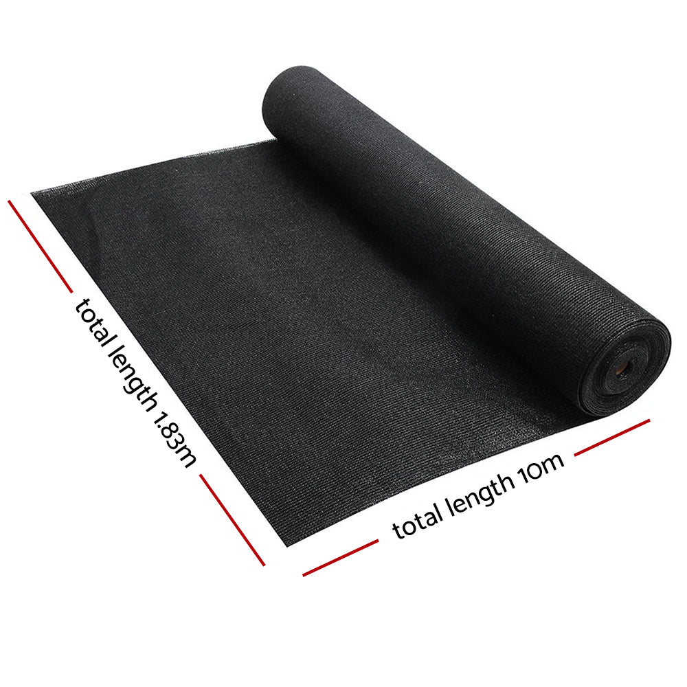 Instahut 90% Shade Cloth 1.83x10m Shadecloth Sail Heavy Duty Black-1