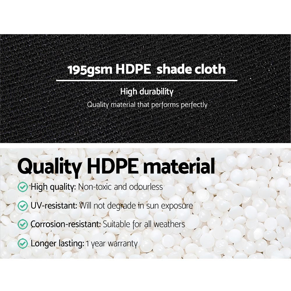 Instahut 90% Shade Cloth 1.83x10m Shadecloth Sail Heavy Duty Black-4