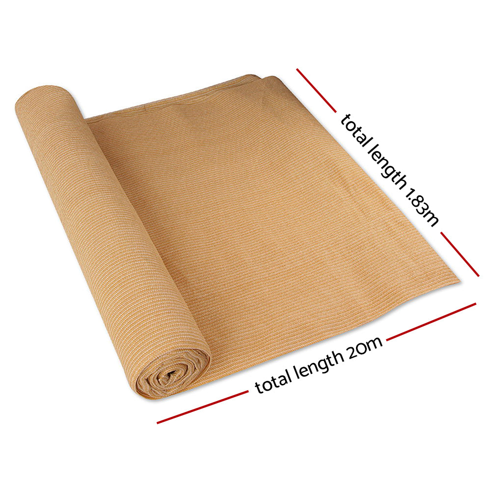 Instahut 50% Shade Cloth 1.83x20m Shadecloth Sail Heavy Duty Beige-1