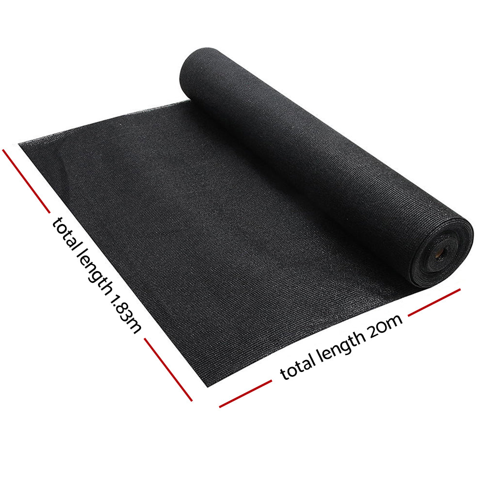 Instahut 50% Shade Cloth 1.83x20m Shadecloth Sail Heavy Duty Black-1