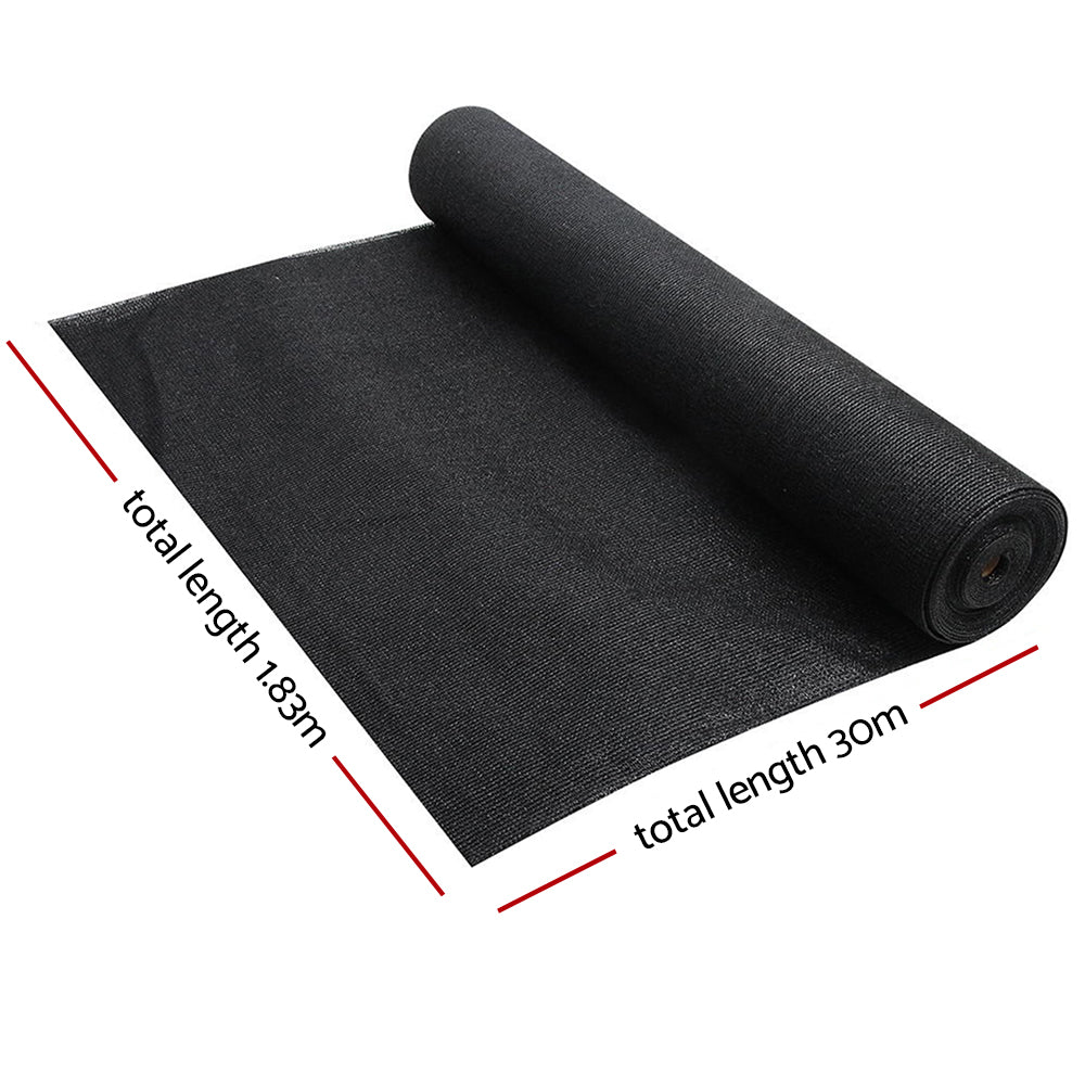 Instahut 90% Shade Cloth 1.83x30m Shadecloth Sail Heavy Duty Black-1