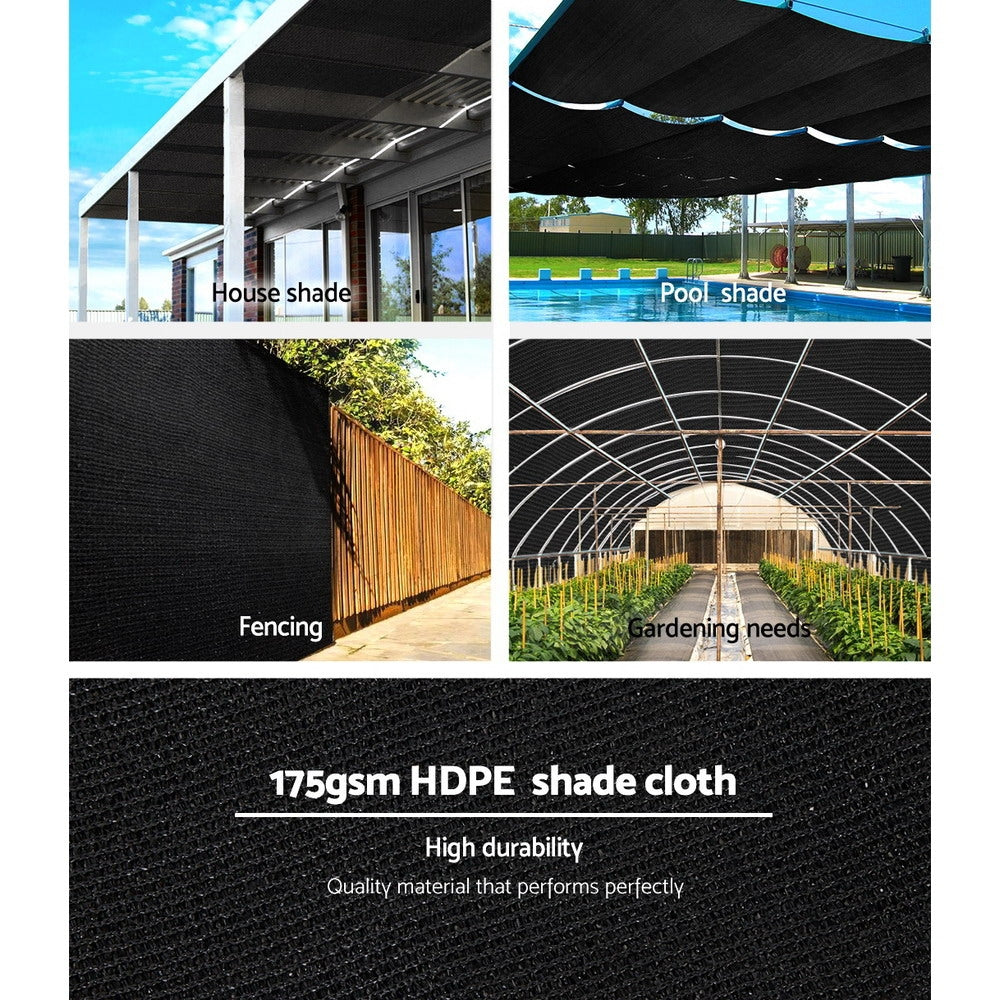 Instahut 70% Shade Cloth 1.83x50m Shadecloth Sail Heavy Duty Black-3