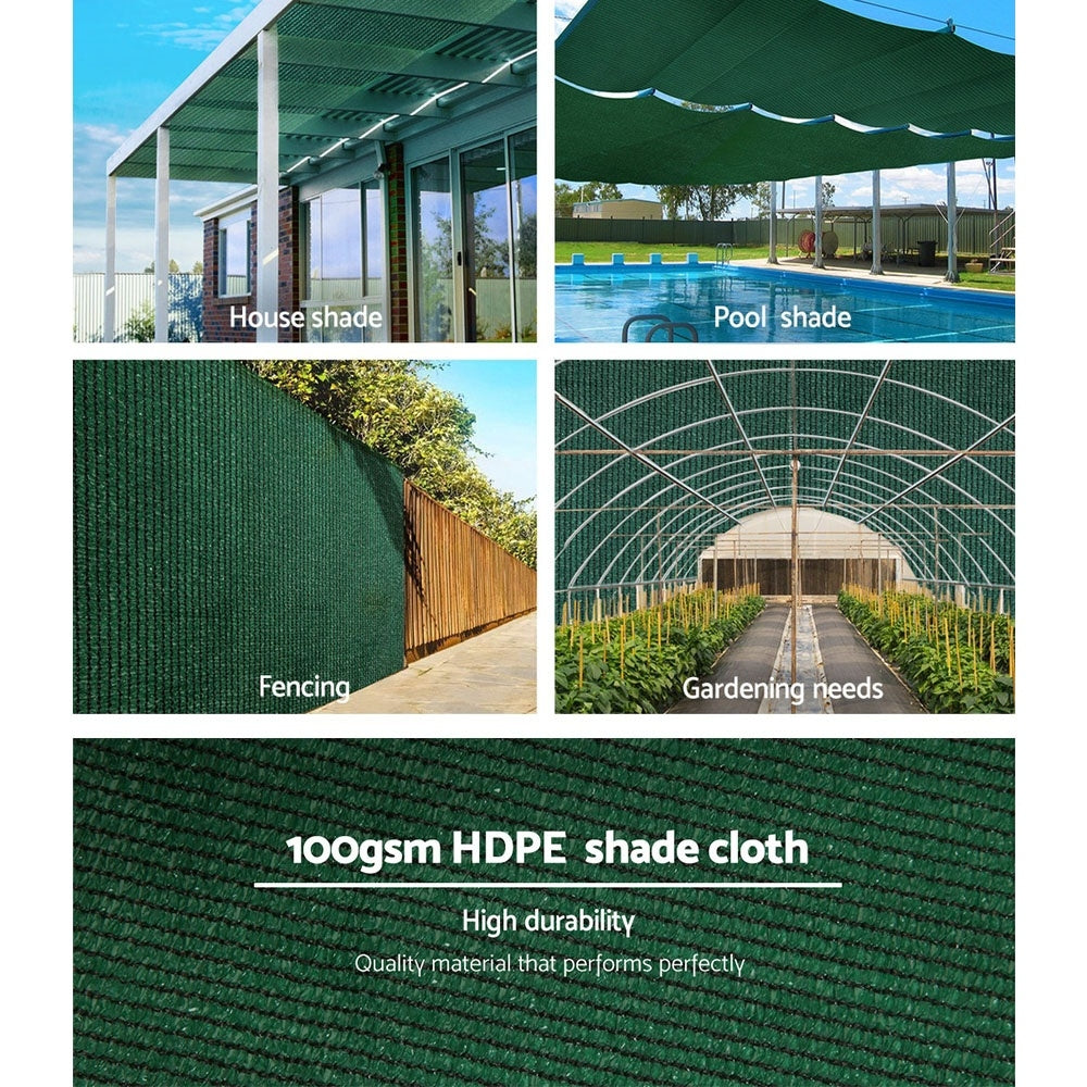 Instahut 50% Shade Cloth 3.66x10m Shadecloth Sail Heavy Duty Grey-3