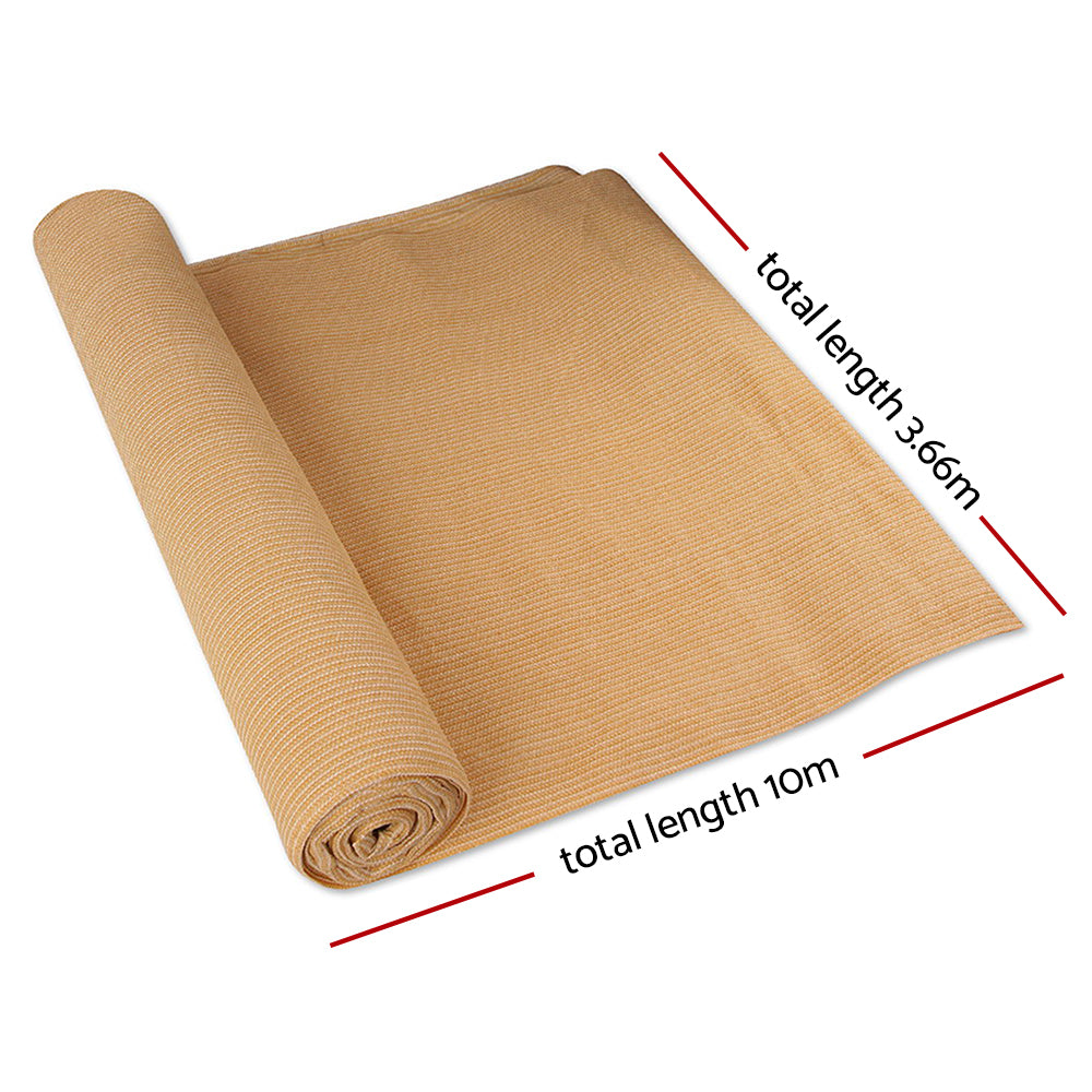 Instahut 70% Shade Cloth 3.66x10m Shadecloth Sail Heavy Duty Beige-1