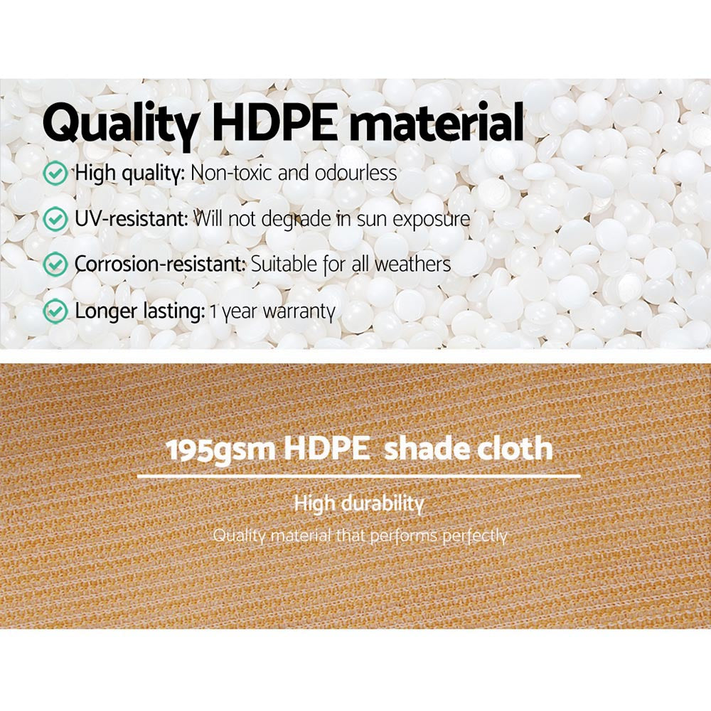 Instahut 90% Shade Cloth 3.66x10m Shadecloth Sail Heavy Duty Beige-4