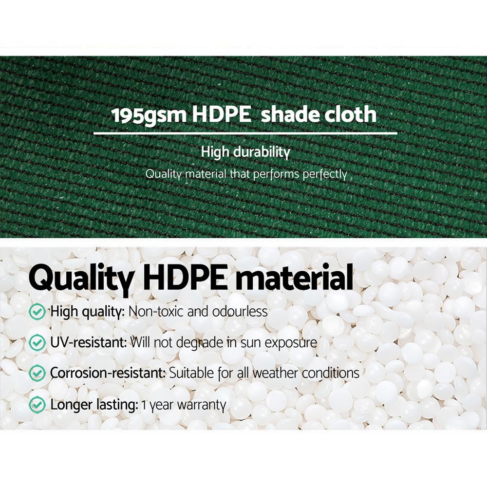 Instahut 90% Shade Cloth 3.66x10m Shadecloth Sail Heavy Duty Green-4