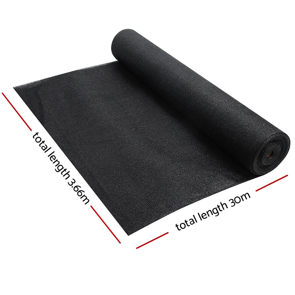 Instahut 70% Shade Cloth 3.66x30m Shadecloth Sail Heavy Duty Black-1