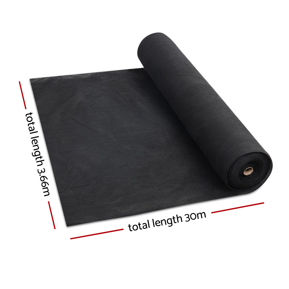 Instahut 30% Shade Cloth 3.66x30m Shadecloth Wide Heavy Duty Black-1