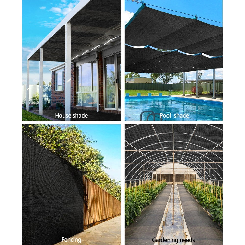 Instahut 30% Shade Cloth 3.66x30m Shadecloth Wide Heavy Duty Black-3