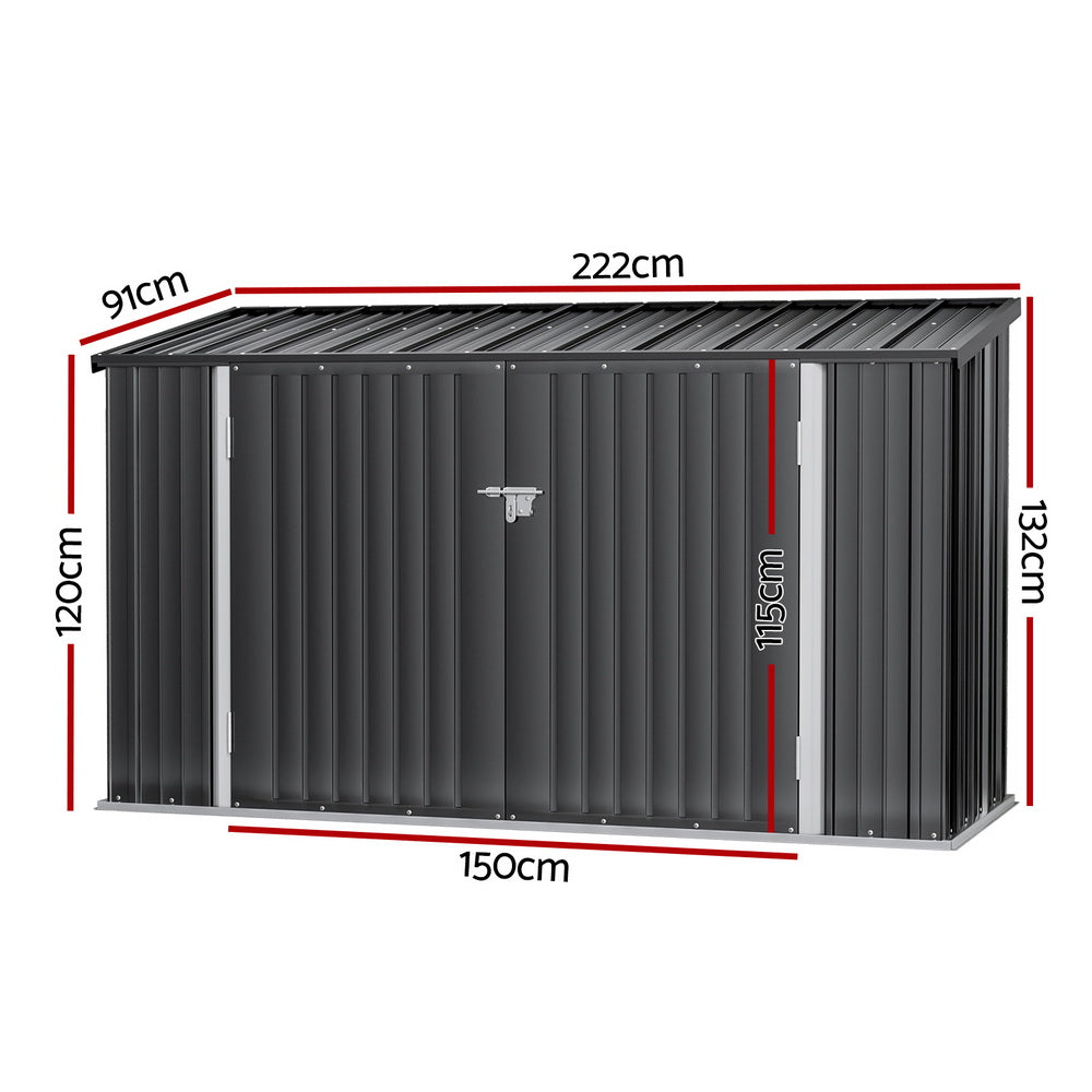 Giantz Garden Shed 2.22x0.91M Bike Sheds Outdoor Storage Tool Workshop House Shelter Double Door-1