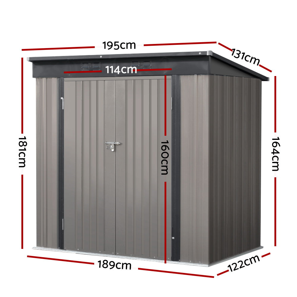 Giantz Garden Shed 1.95x1.31M Sheds Outdoor Storage Steel Workshop House Tool Double Door-1