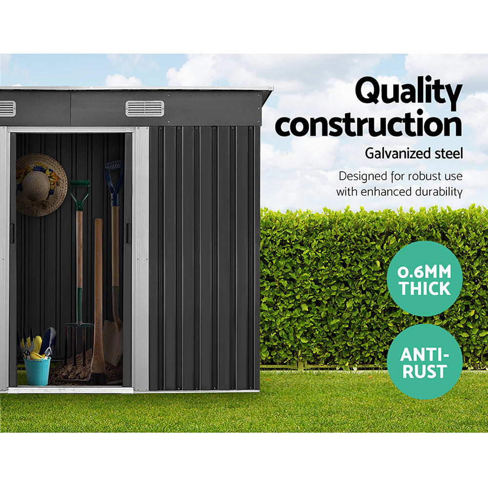 Giantz Garden Shed 2.38x1.31M Sheds Outdoor Storage Tool Metal Workshop Shelter Sliding Door-4