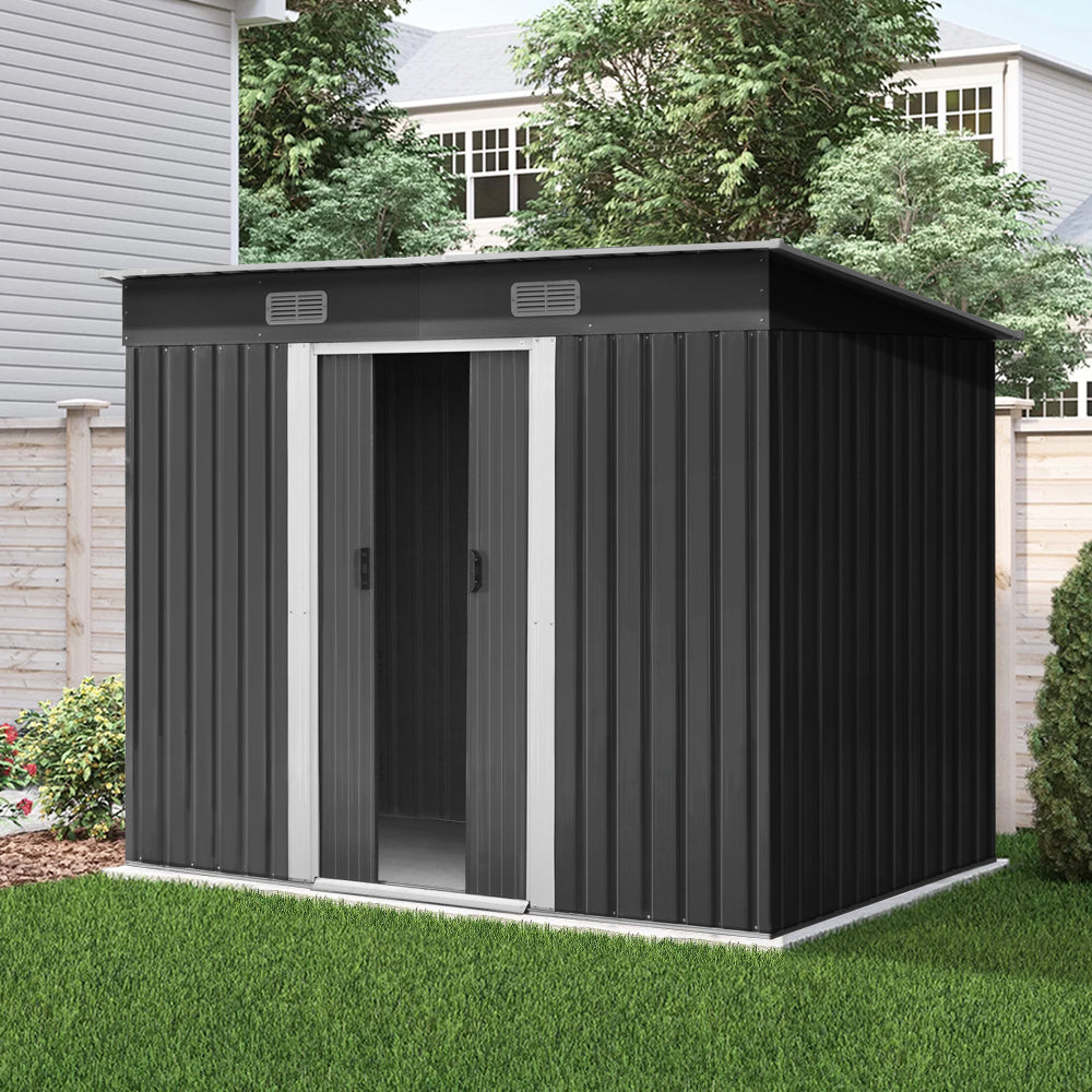 Giantz Garden Shed 2.38x1.31M Sheds Outdoor Storage Tool Metal Workshop Shelter Sliding Door-7