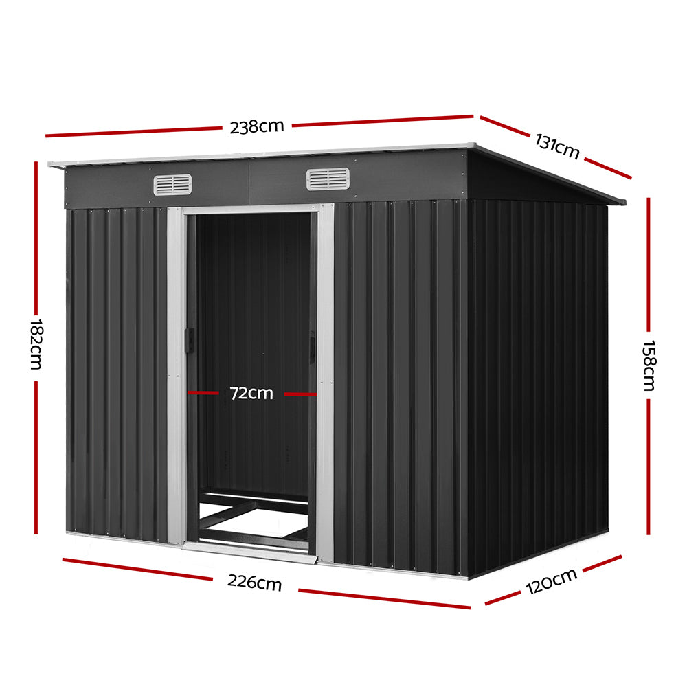 Giantz Garden Shed 2.38x1.31M w/Metal Base Sheds Outdoor Storage Tool Workshop Sliding Door-1