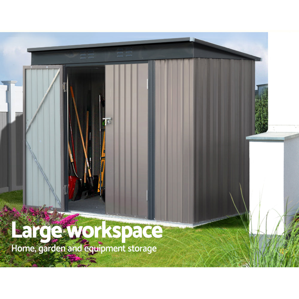 Giantz Garden Shed 2.31x1.31M Sheds Outdoor Storage Tool Metal Workshop Shelter Double Door-3