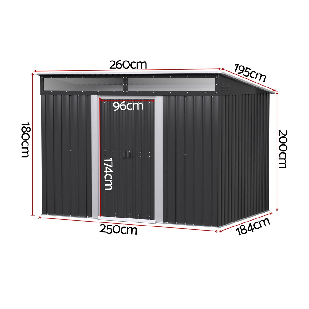 Giantz Garden Shed Outdoor Storage 2.60x1.95M Tool Sheds Workshop House Shelter-1