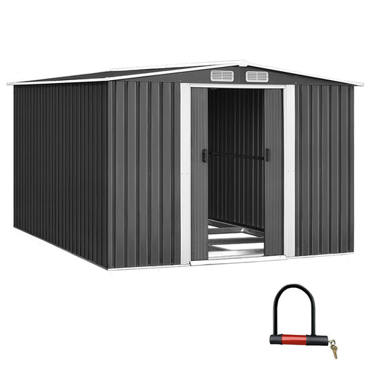 Giantz Garden Shed 2.58x3.14M w/Metal Base Sheds Outdoor Storage Workshop Shelter Sliding Door-0