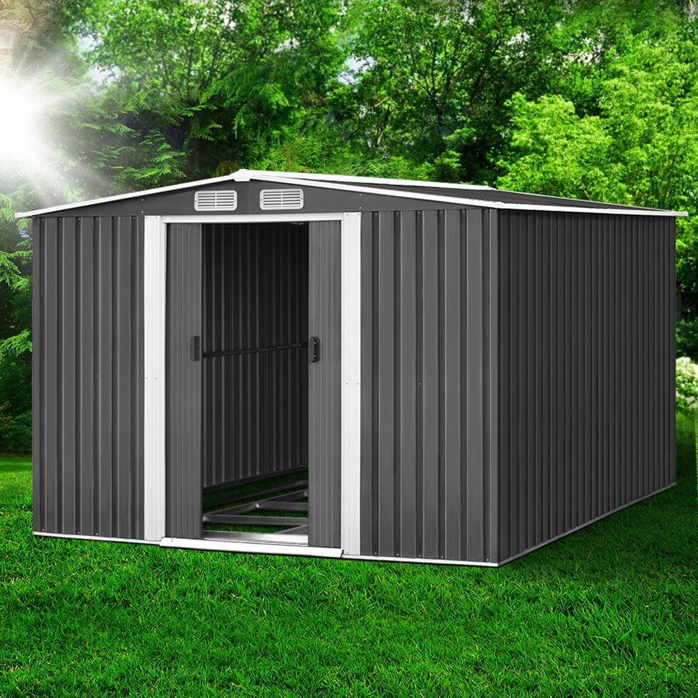 Giantz Garden Shed 2.58x3.14M w/Metal Base Sheds Outdoor Storage Workshop Shelter Sliding Door-6