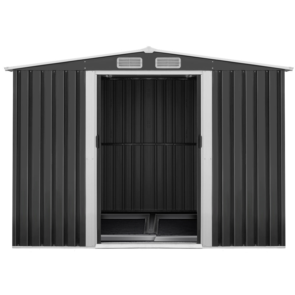 Giantz Garden Shed 2.6x3.9M w/Metal Base Sheds Outdoor Storage Workshop Tool Shelter Sliding Door-2