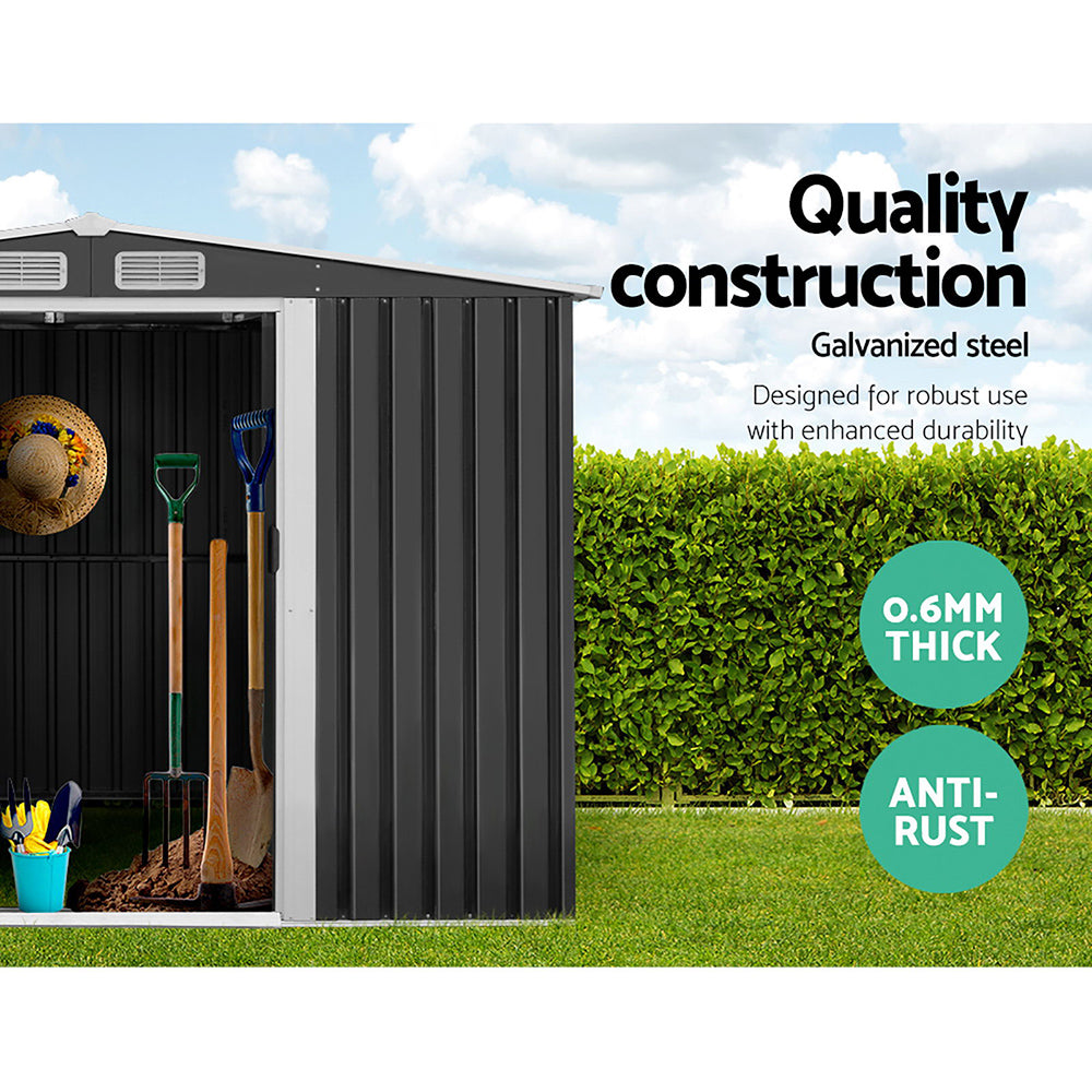 Giantz Garden Shed 2.6x3.9M w/Metal Base Sheds Outdoor Storage Workshop Tool Shelter Sliding Door-4