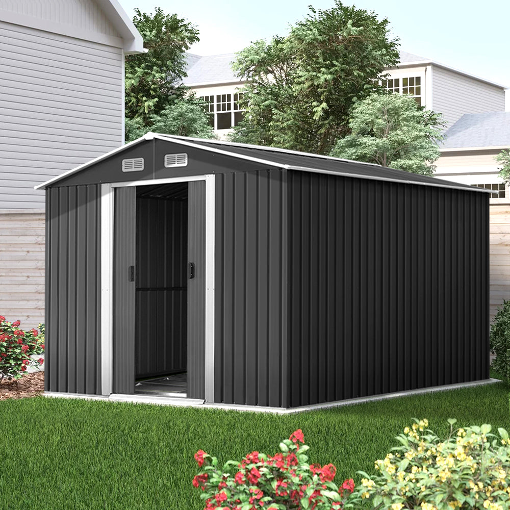 Giantz Garden Shed 2.6x3.9M w/Metal Base Sheds Outdoor Storage Workshop Tool Shelter Sliding Door-7