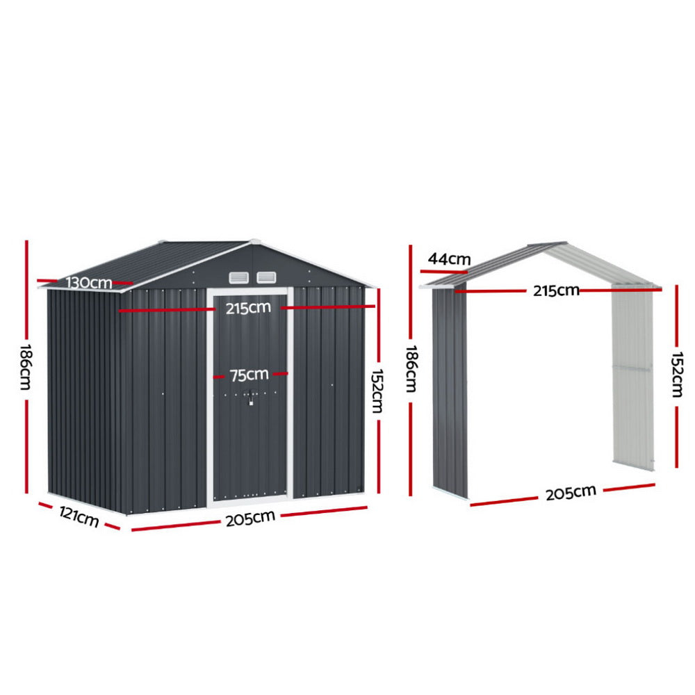 Giantz Garden Shed Outdoor Storage 2.15x1.74M Tool Workshop House w/Extension Kit-1