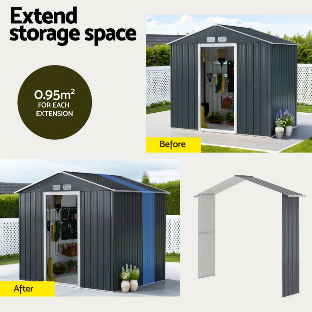 Giantz Garden Shed Outdoor Storage 2.15x1.74M Tool Workshop House w/Extension Kit-3