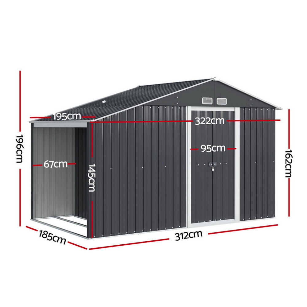 Giantz Garden Shed 3.22x1.96M Outdoor Storage Tool Workshop House Shelter-1