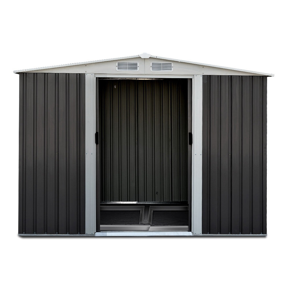 Giantz Garden Shed 2.58x2.07M w/Metal Base Sheds Outdoor Storage Double Door Tool-2